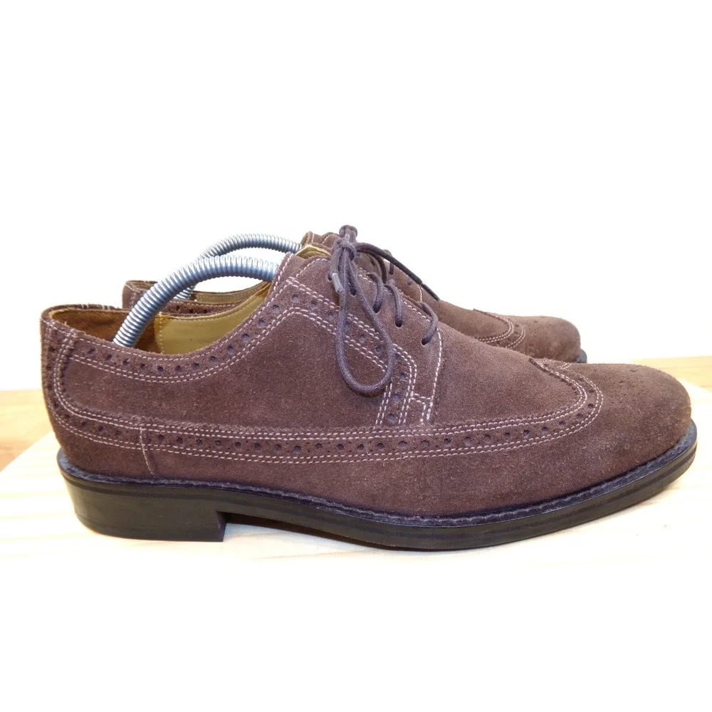 Cole Haan Air Wingtips Mens Brown Suede Size 9.5 Lace Up Oxfords Dress Shoes Vtg